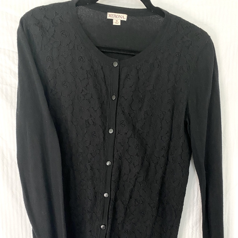 Black Merona Button-Up Sweater